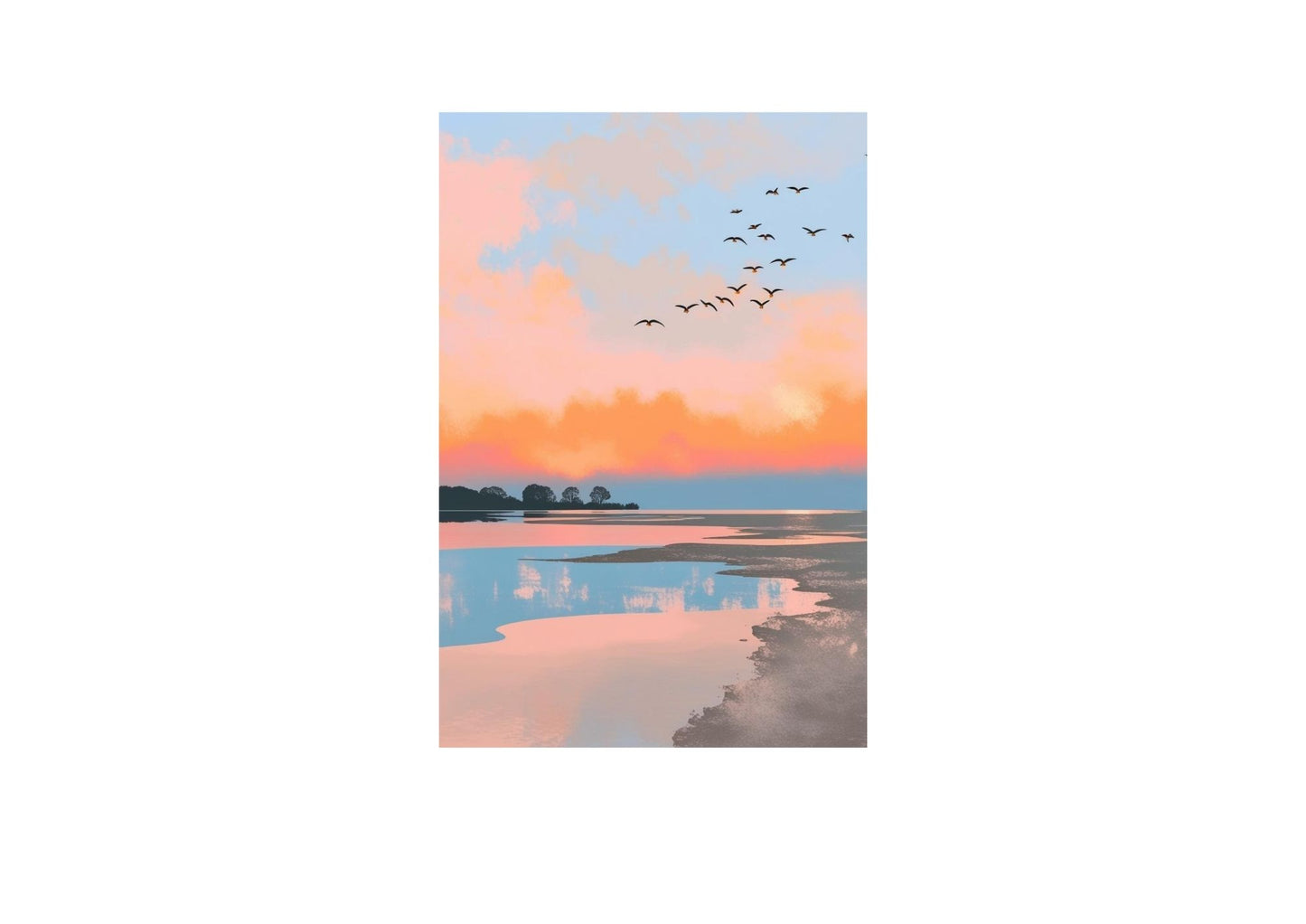 Warm colorful sun fall on beach, wall art frame