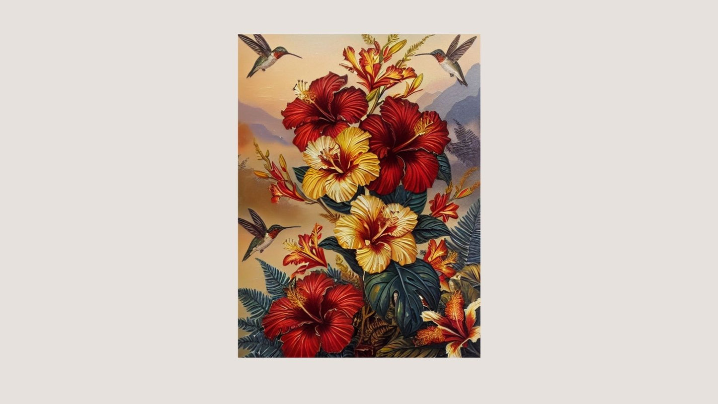 Birds and flowers design, wall art frame