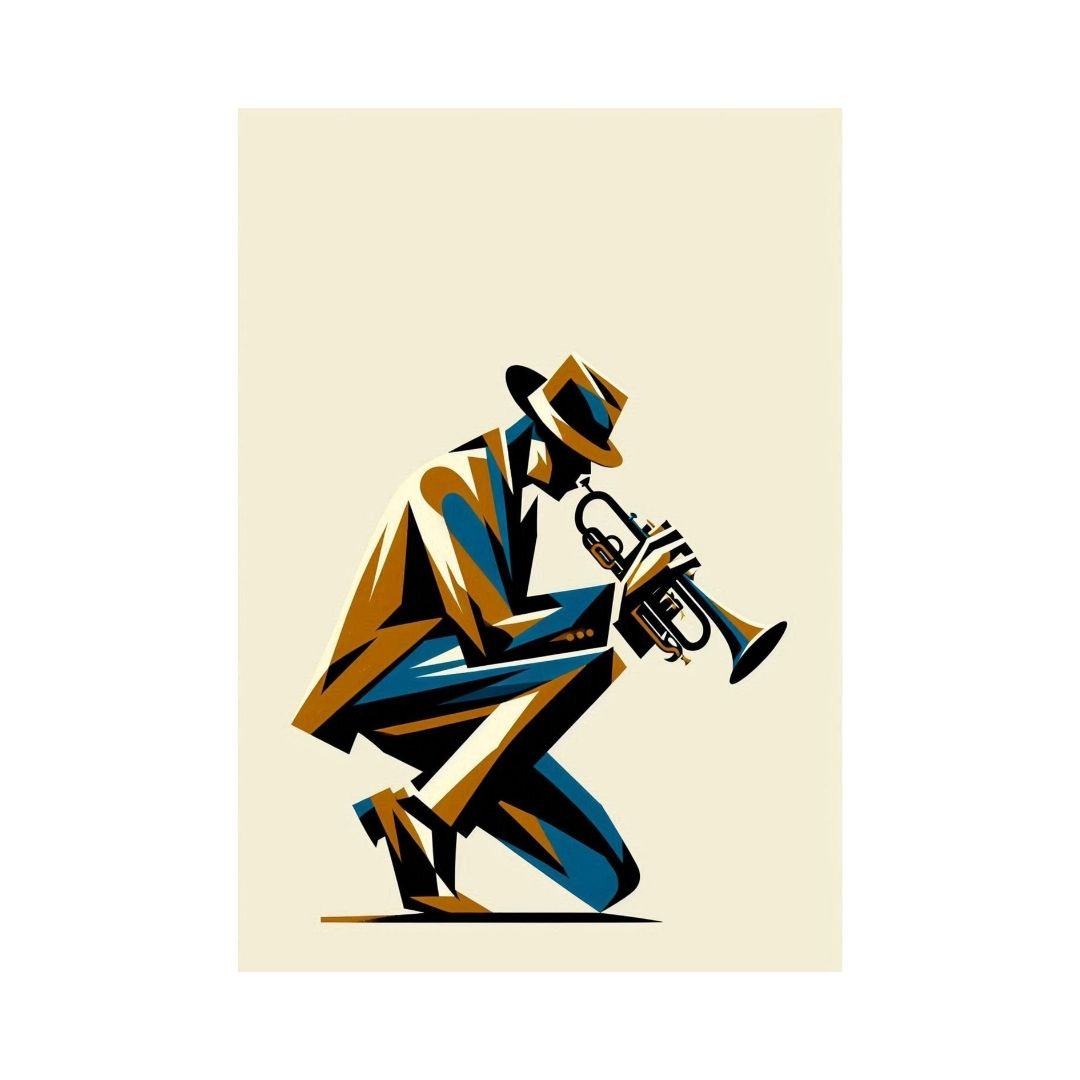 Geometric depiction of a jazz musician. wall art frame by wall and more