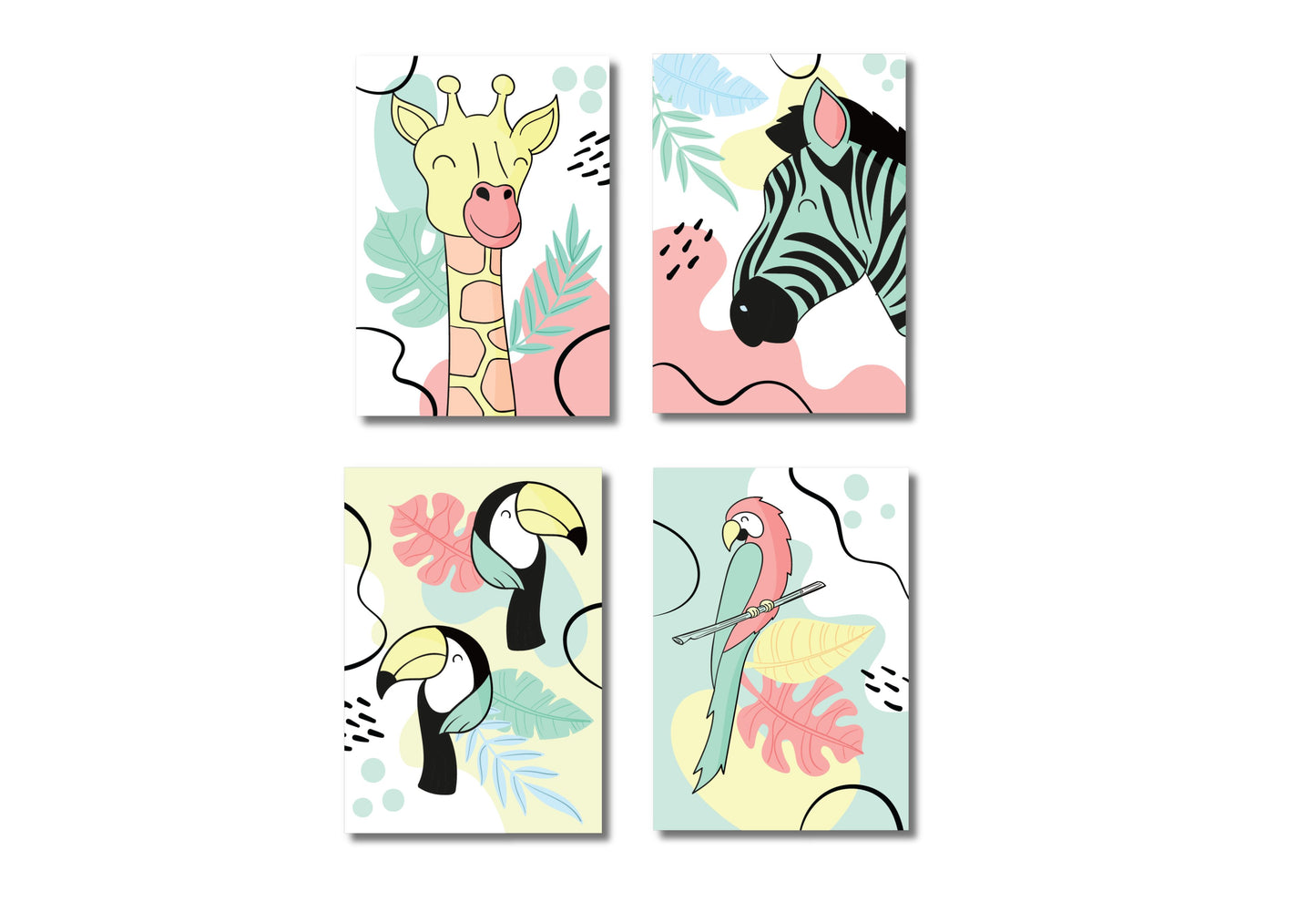 Joyful colored birds and animals — Wall art canvas