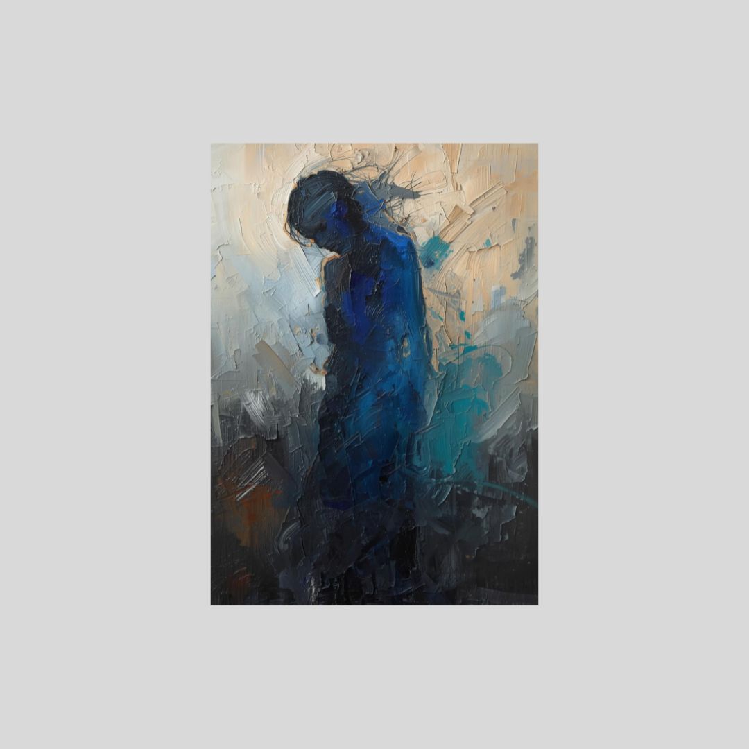 Figurative Abstract Wall Art "Veiled Thoughts" Impasto Canvas Prints in Egypt