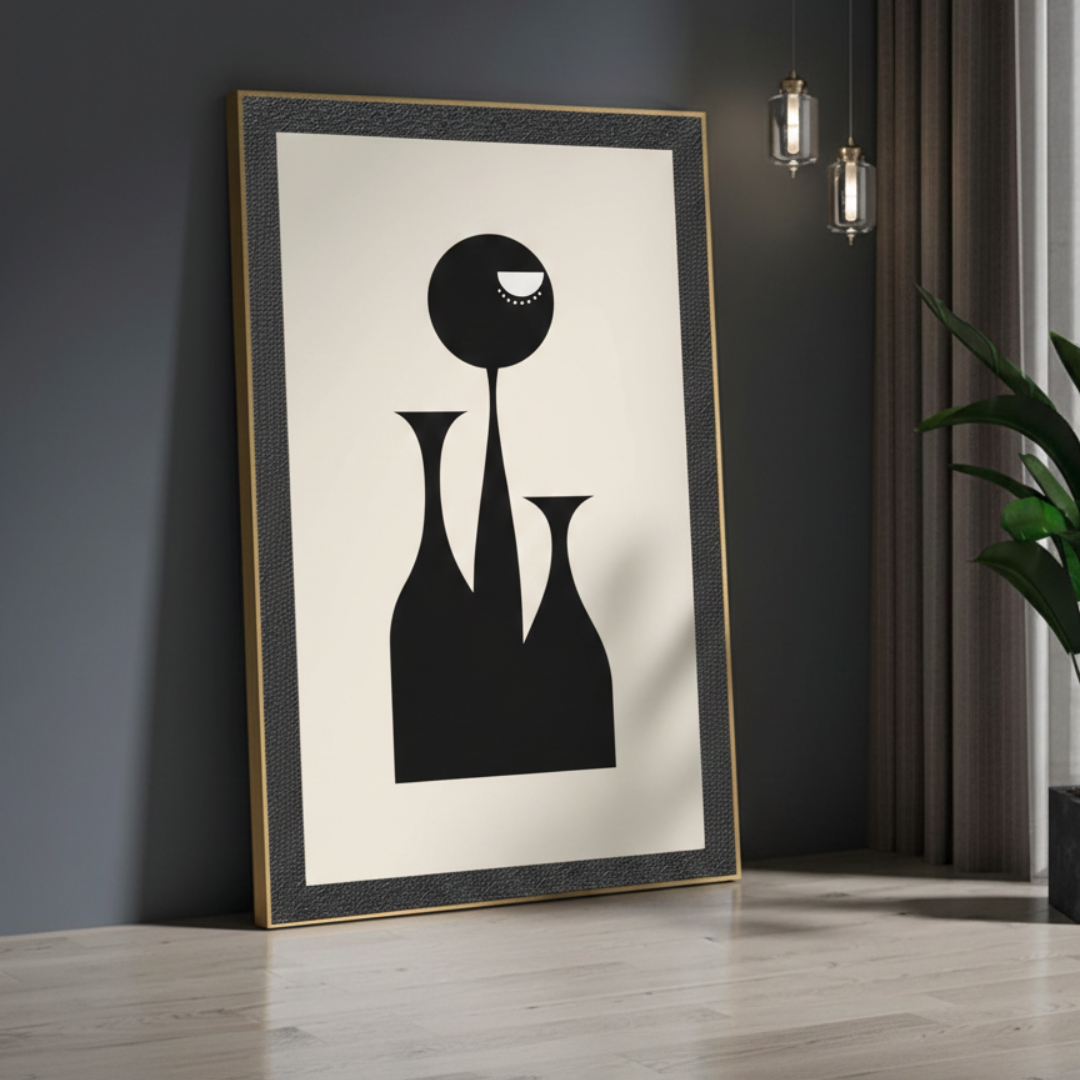 The Dreamer — Surrealist minimalism with anthropomorphic abstraction. Wall art canvas framed
