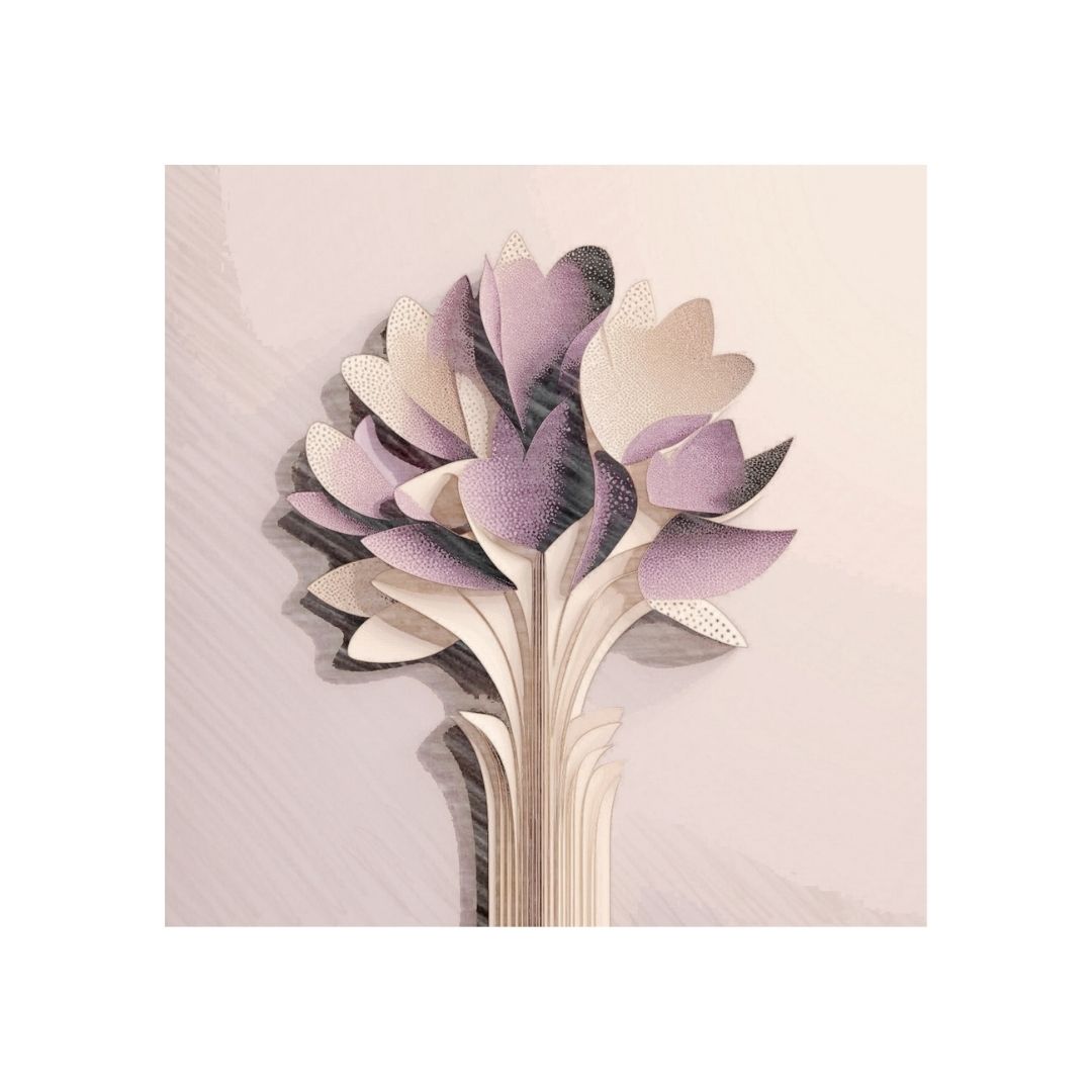 Decorative wall art with floral design on a light pink background