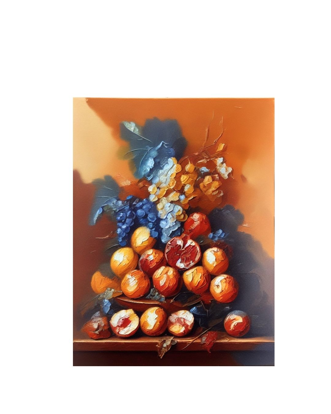 Arrangement of fruits and leaves, wall art frame by wall and more