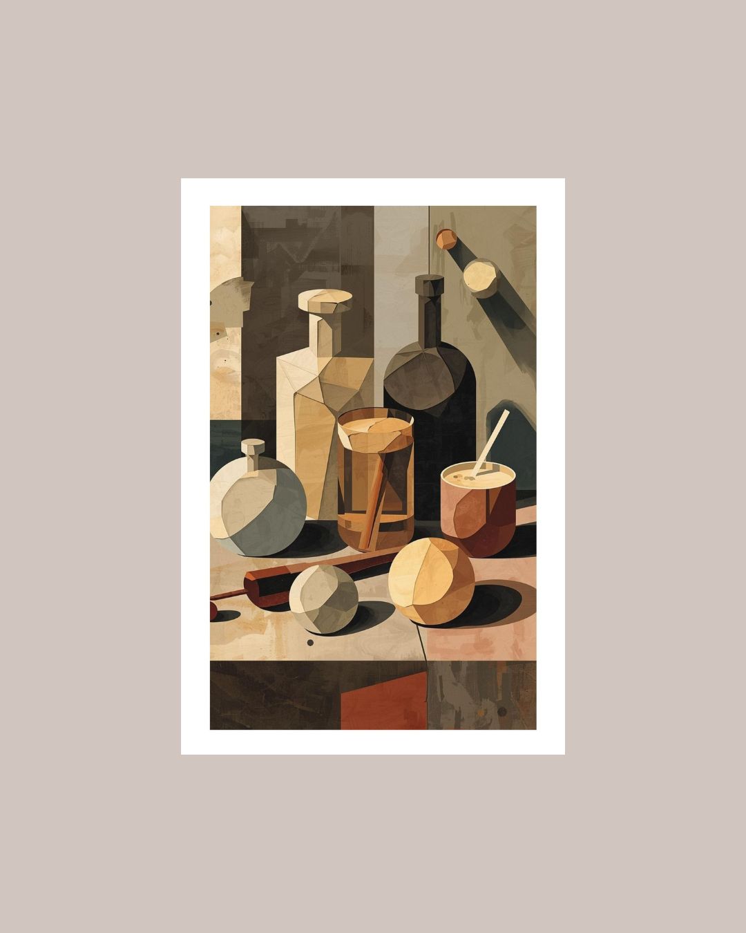 Reminiscent of early 20th-century cubism style. Wall art frame by wall and more