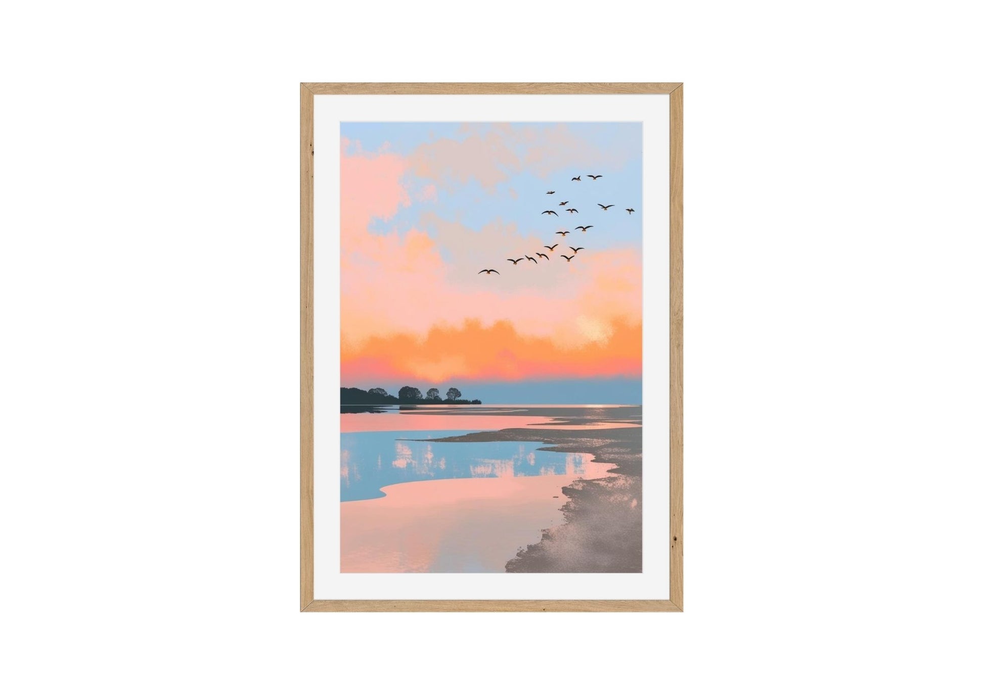 Warm colorful sun fall on beach, wall art frame