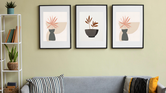 Neutral Stillness — Boho Minimalist of simplified floral and botanical motifs. Wall art frames by wall and more