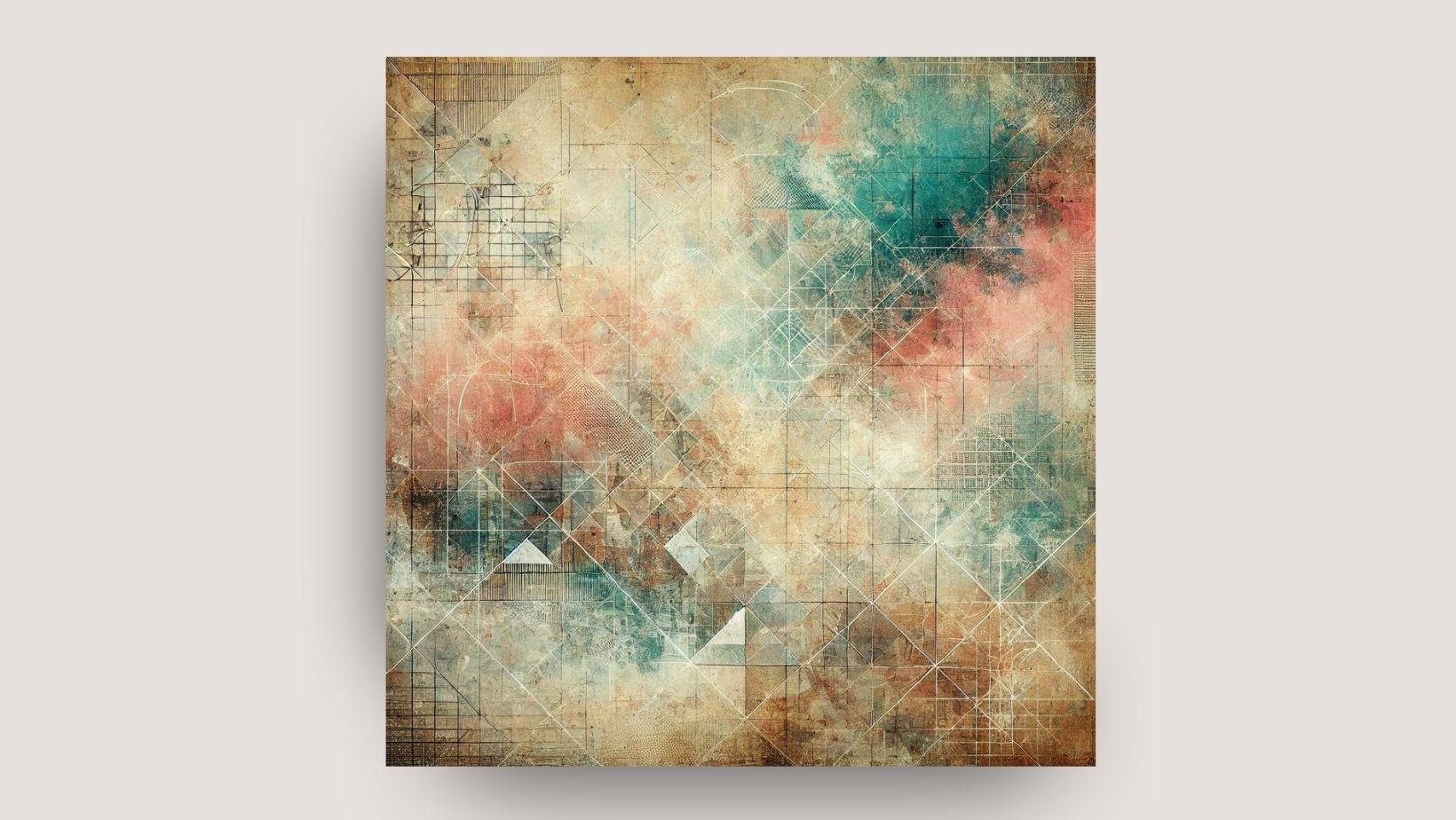 Abstract Wall Art Canvas (1 piece) featuring vibrant Polygonal/Geometric compositions with grunge texture in rust, teal, and gold tones. Ideal Modern Living Room Decor.