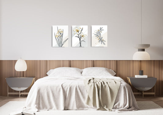 Floral pencil-like drawing, Canvas wall art by wall and more