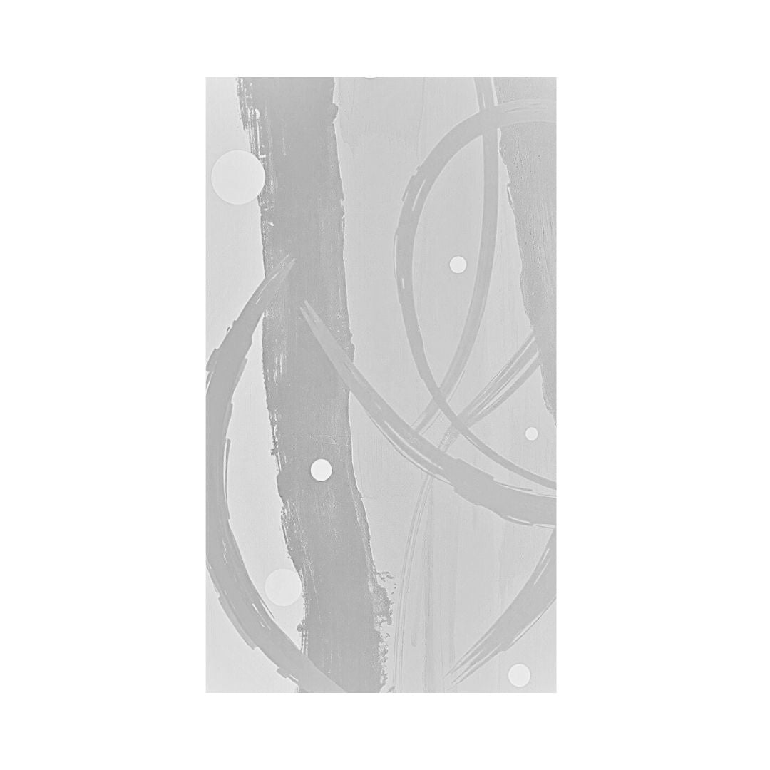 Large framed Abstract Color Field Wall Art canvas featuring bold, dynamic brushstrokes in vibrant grey and White with white circular accents. Ideal Contemporary Living Room Decor. 