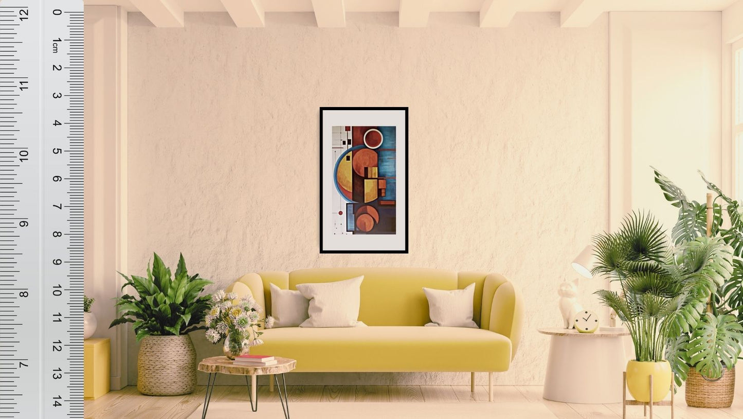 Abstract style geometric forms and color relationships, wall art  frame by wall and more