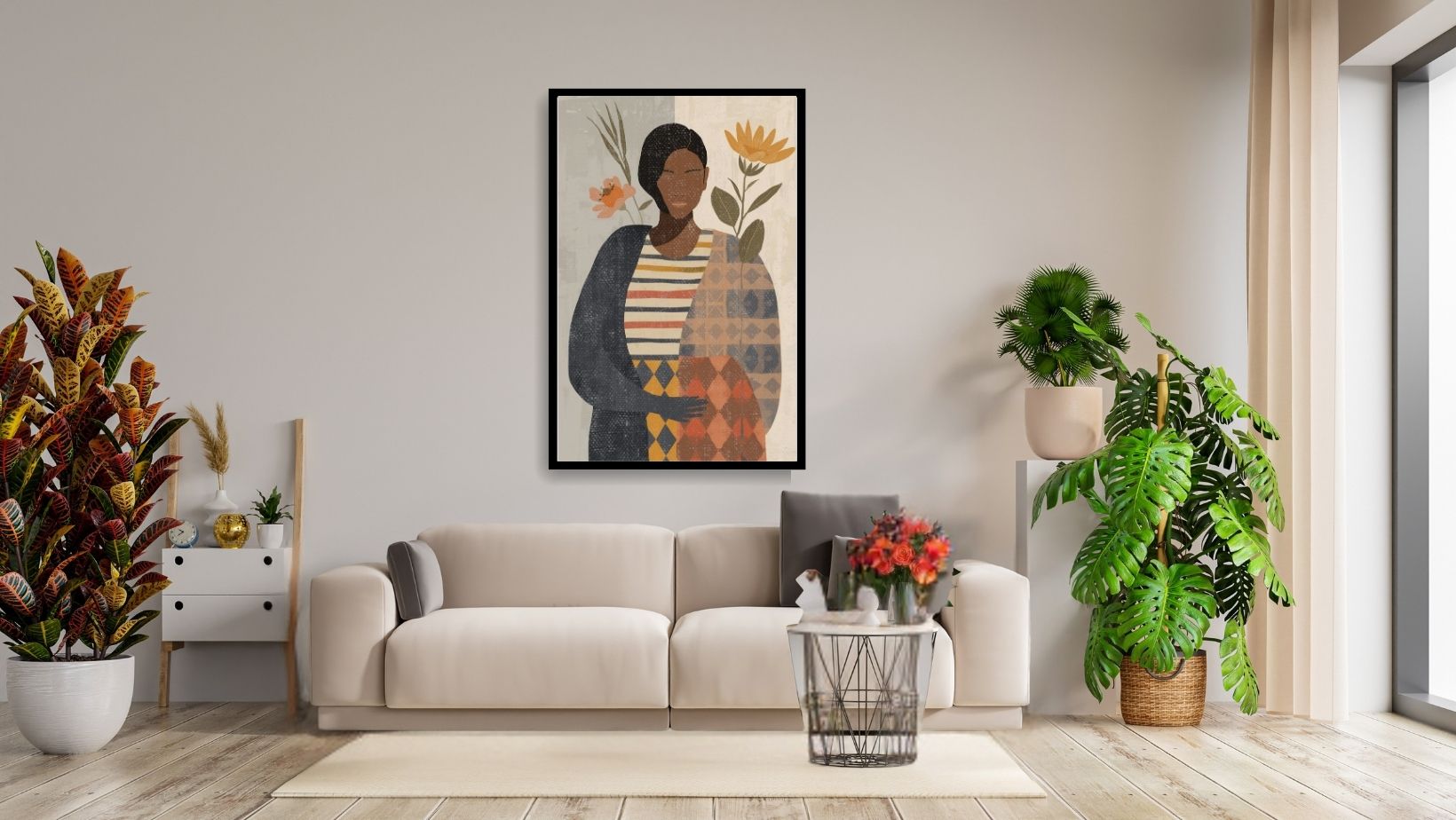 Minimalist of a woman portraying the quiet strength.Wall art canvas frame by wall and more