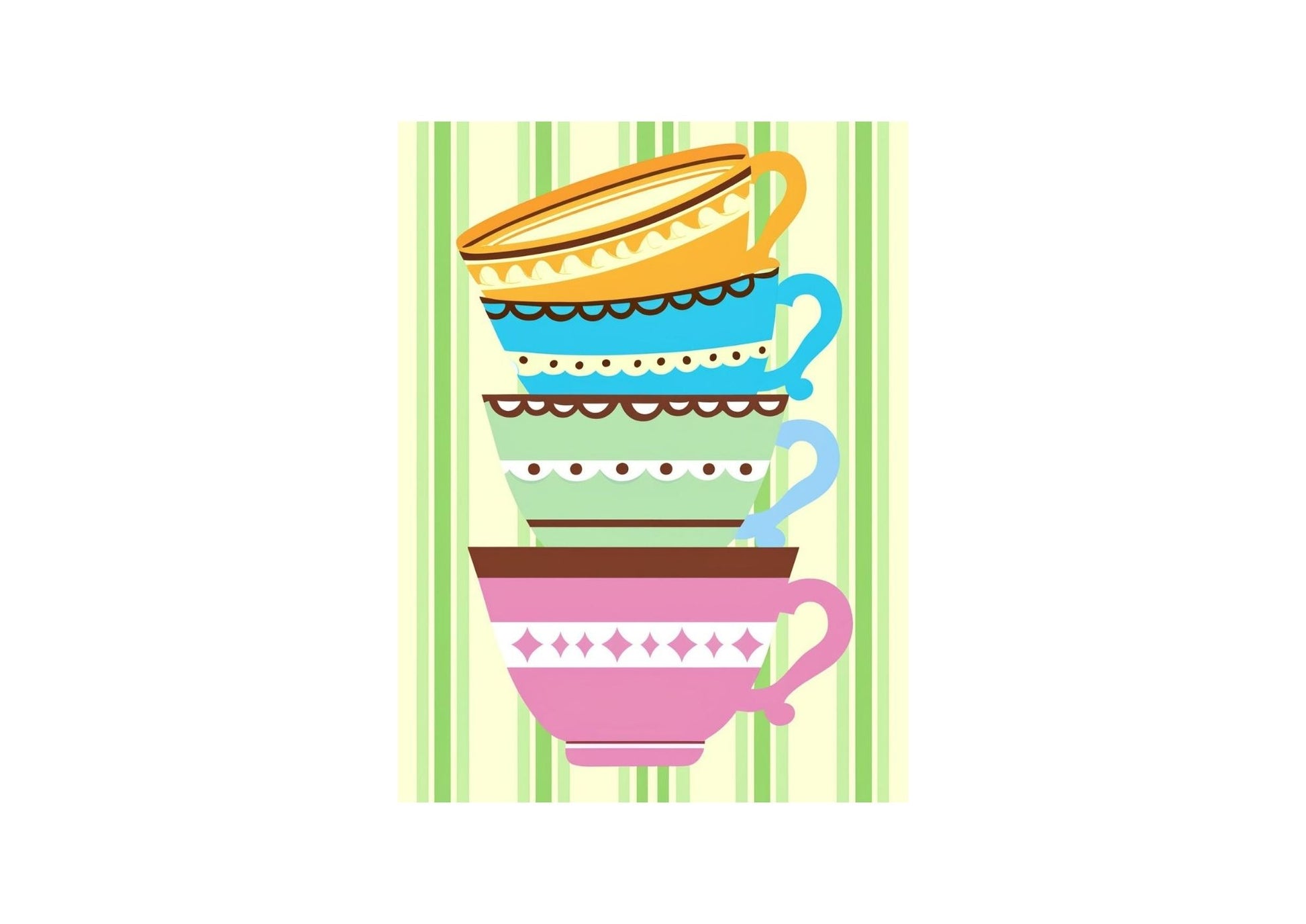 Colorful oriental Cups, wall art frames by wall and more