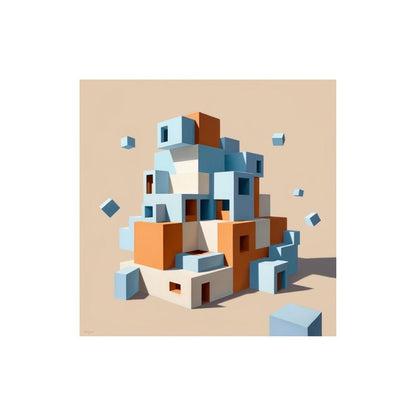 Engaging geometric composition of interlocking and stacked blocks. wall art frames by wall and more