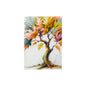 Vertical Vibrant Abstract Wall Art featuring a stylized tree with a textured-like trunk and leaves in Rainbow Colors (Orange, Green, Yellow). Ideal Contemporary, Eclectic, or Colorful Living Room Decor.
