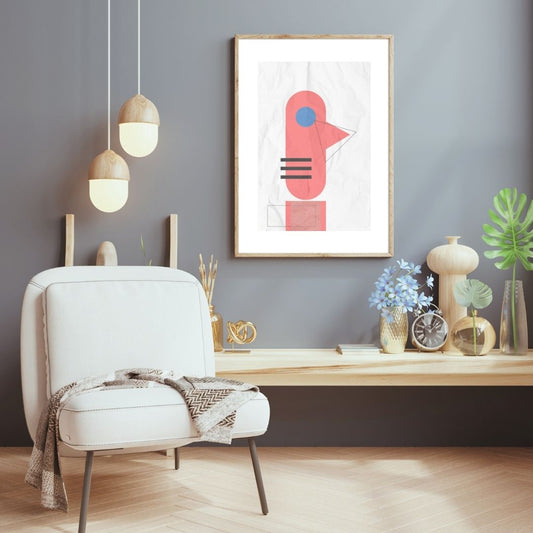 Totem Bird: Abstract geometry in Flight. wall art  frame