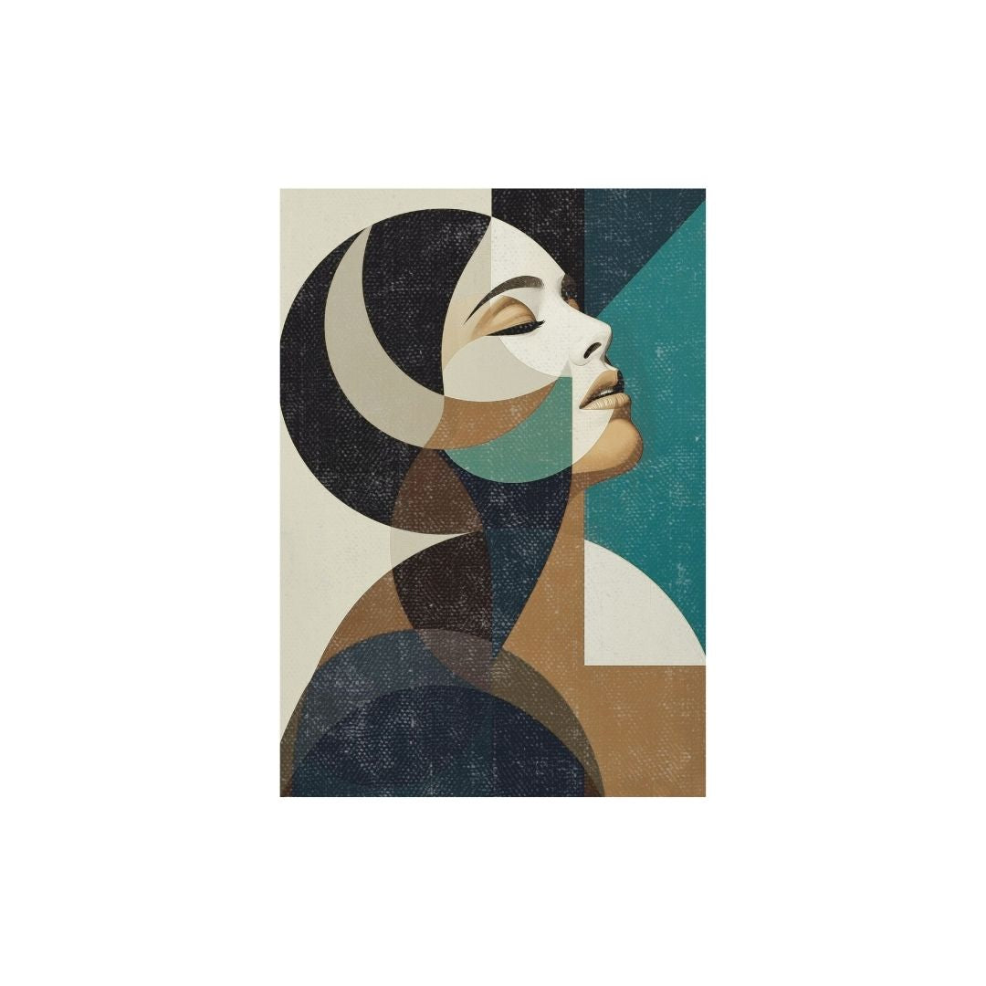 Stylized cubism conveys a sense of introspection. Wall art canvas frame by wall and more