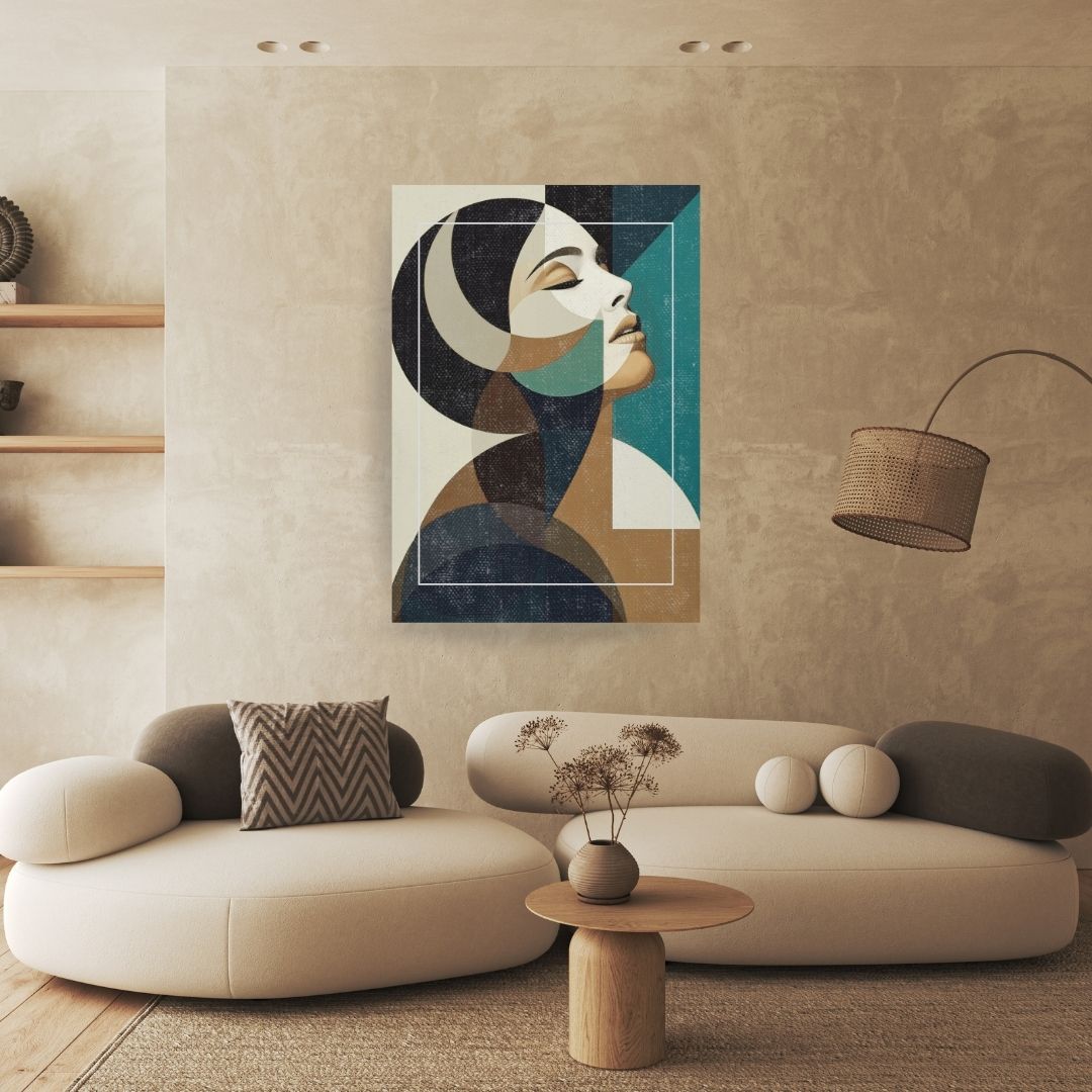 Stylized cubism conveys a sense of introspection. Wall art canvas frame by wall and more
