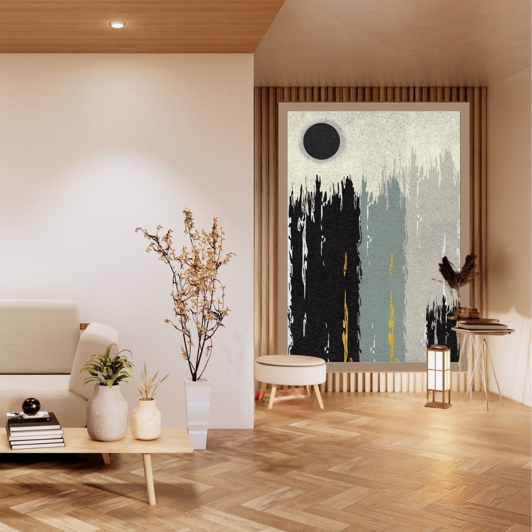 Eclipsed Horizon, a striking vertical abstract. Wall art canvas frame by wall and more