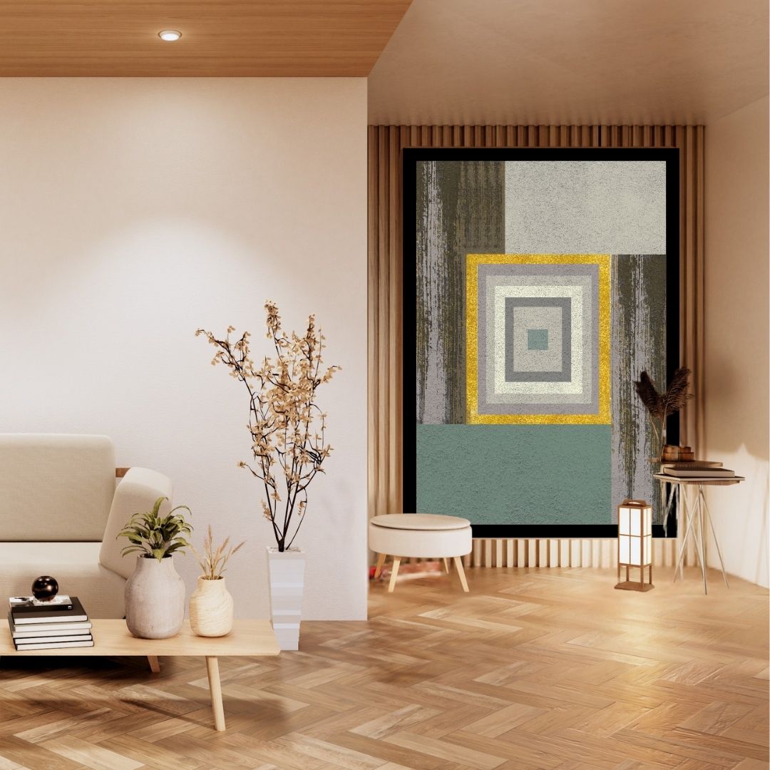 Golden way out, modern geometric abstraction . Wall art canvas frame by wall and more