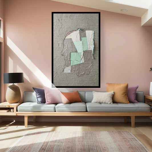 Torn Thought, an abstract textured with a sculptural effect design. Wall art canvas frame by wall and more