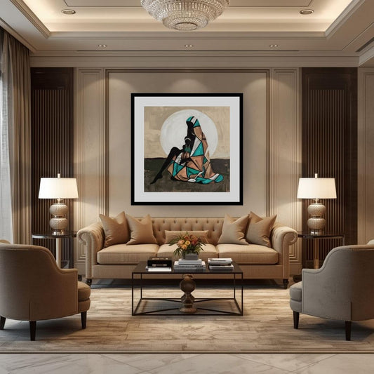 Embracing with passion, a modern geometric abstract approach. Wall art canvas frame by wall and more