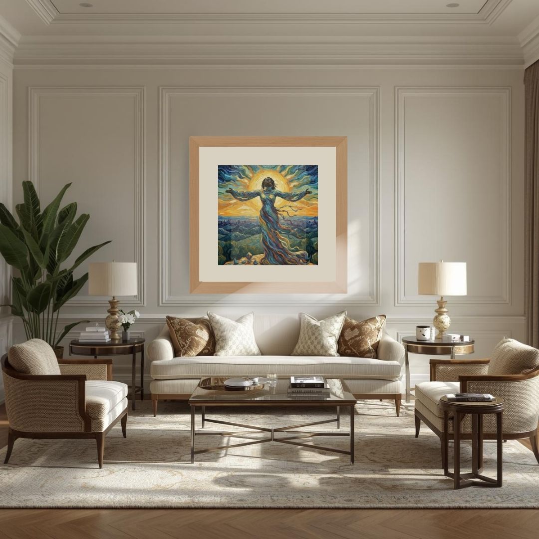 The Ascent of liberation, a woman in an impasto style. Wall art  canvas frame by wall and more