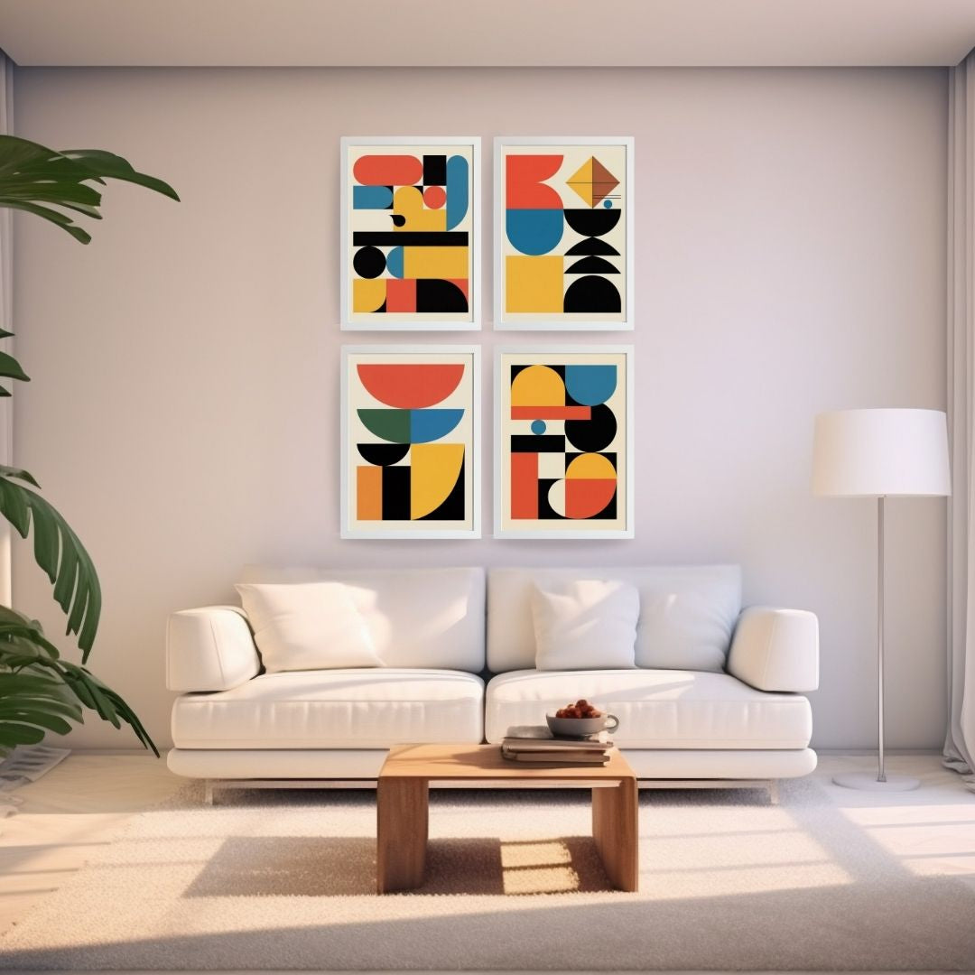 Interlocked Rhythms — A bauhaus art complexity which arise from a simple vocabulary. Wall art frames by wall and more