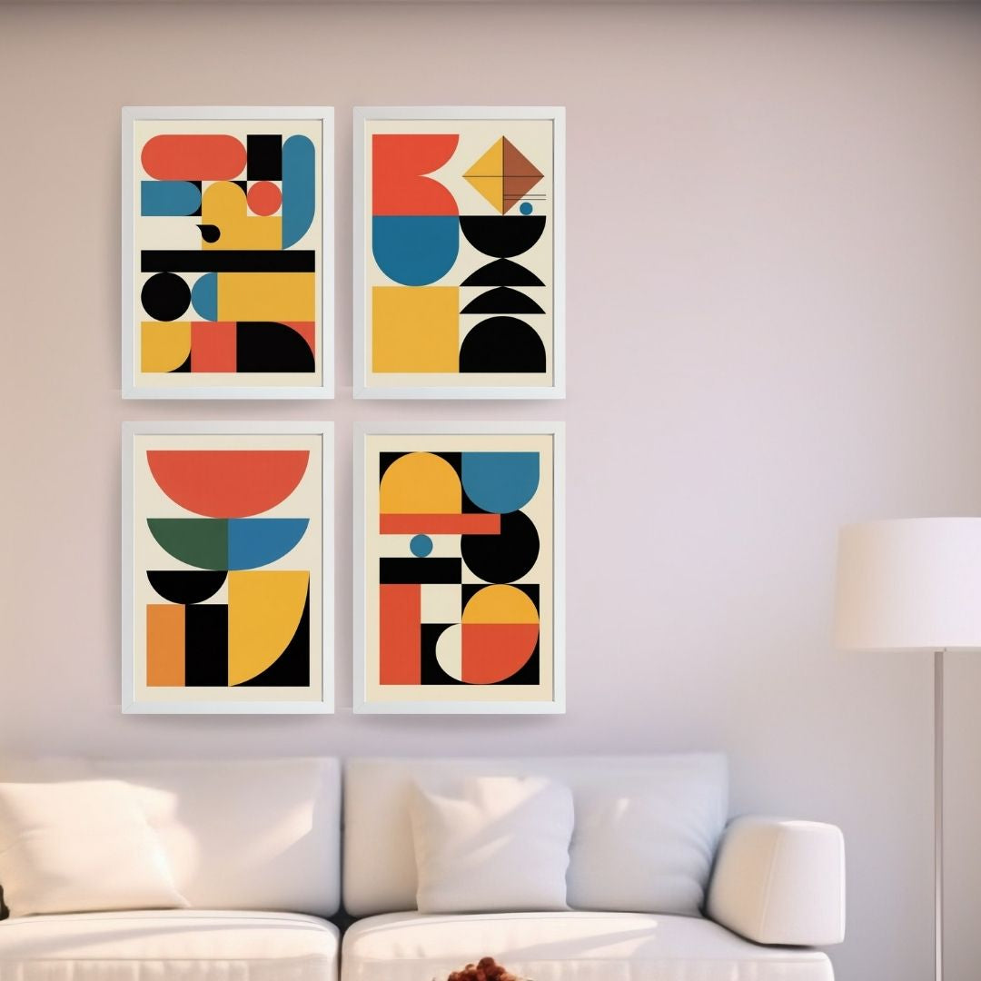 Interlocked Rhythms — A bauhaus art complexity which arise from a simple vocabulary. Wall art frames by wall and more