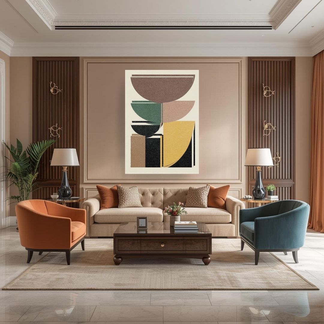 Interlocked Rhythm — A bauhaus art complexity which arise from a simple vocabulary. Wall art canvas by wall and more