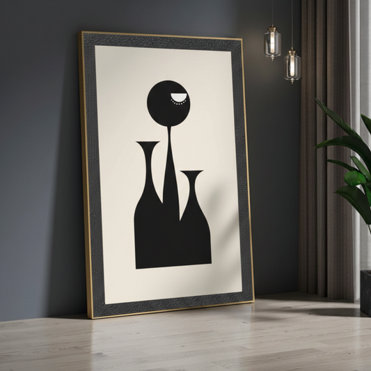 The Dreamer — Surrealist minimalism with anthropomorphic abstraction. Wall art canvas framed