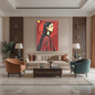 Stillness — A contemporary figurative art blending bold red tones with minimalism. Wall art canvas/ frame