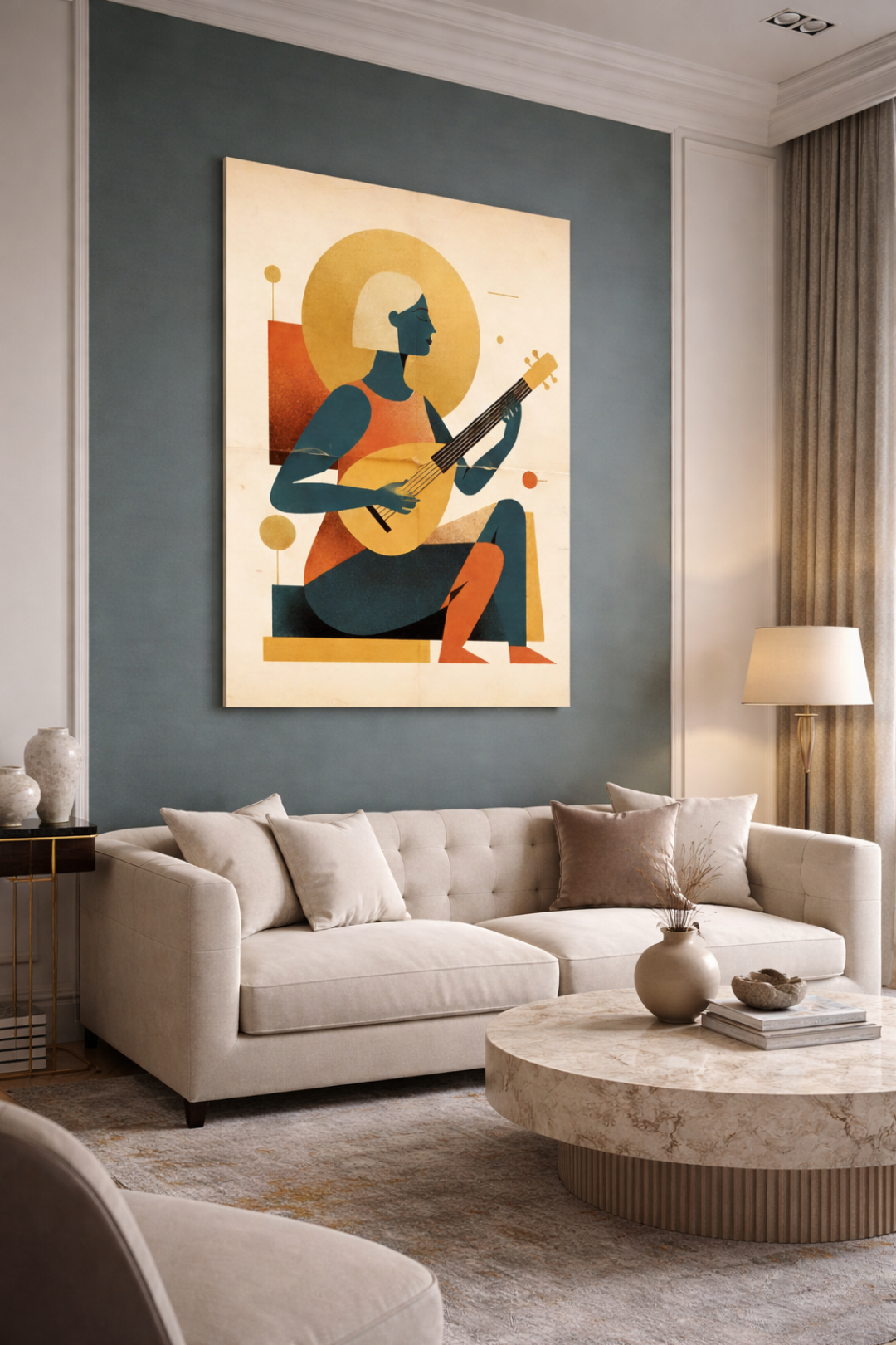 Golden Rhythm — A bold geometric art capturing movement and music. Wall art canvas
