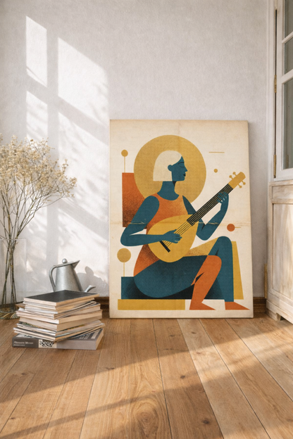 Golden Rhythm — A bold geometric art capturing movement and music. Wall art canvas