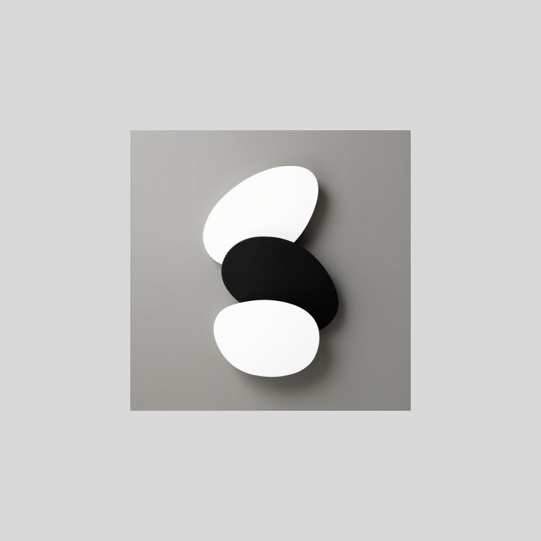 Monochromatic Abstract Art featuring minimalist black, white, and gray geometric shape, stacked form. Ideal Modern Bedroom Decor.