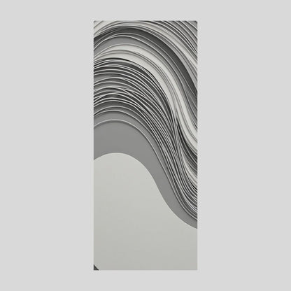 Monochromatic Abstract Art featuring minimalist black, white, and gray geometric shape, wavy lines. Ideal Modern Bedroom Decor.