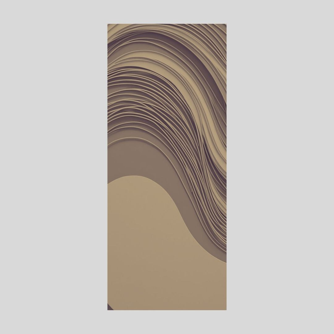 Monochromatic Abstract Art featuring minimalist beige and brown geometric shape, wavy lines. Ideal Modern Bedroom Decor.