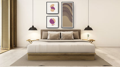 A modern, abstract design with strong geometric elements (beige), wall art frames by wall and more