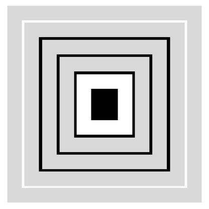 Monochromatic Optical Wall Art featuring bold geometric Op Art illusions with concentric squares in black and white. Ideal Modern or Retro Bedroom Decor.