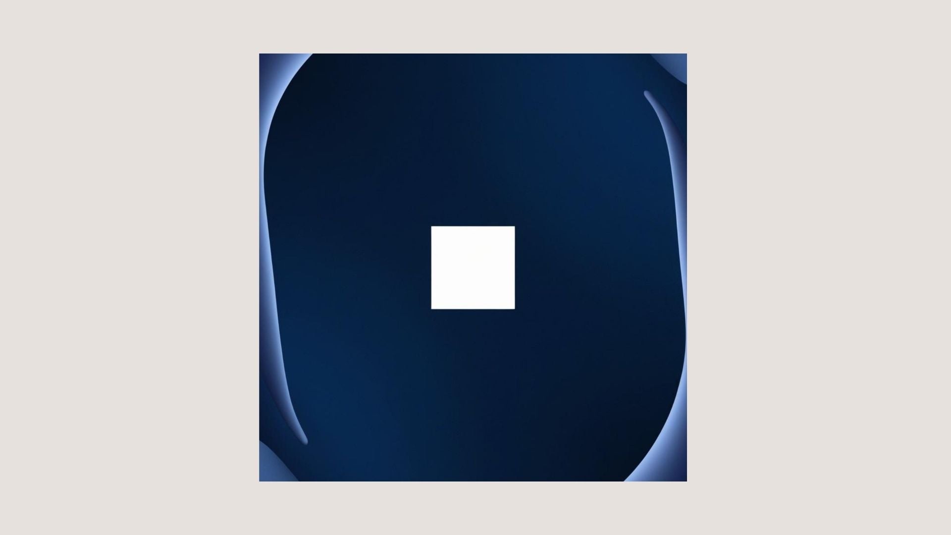 Minimalist Abstract Wall Art Set featuring geometric, layered shapes and central White Apertures in varying shades of Navy and Royal Blue. Ideal Modern Bedroom Decor.