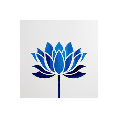 A stylized blue lotus flower with a symmetrical, geometric design. wall art frame by wall and more