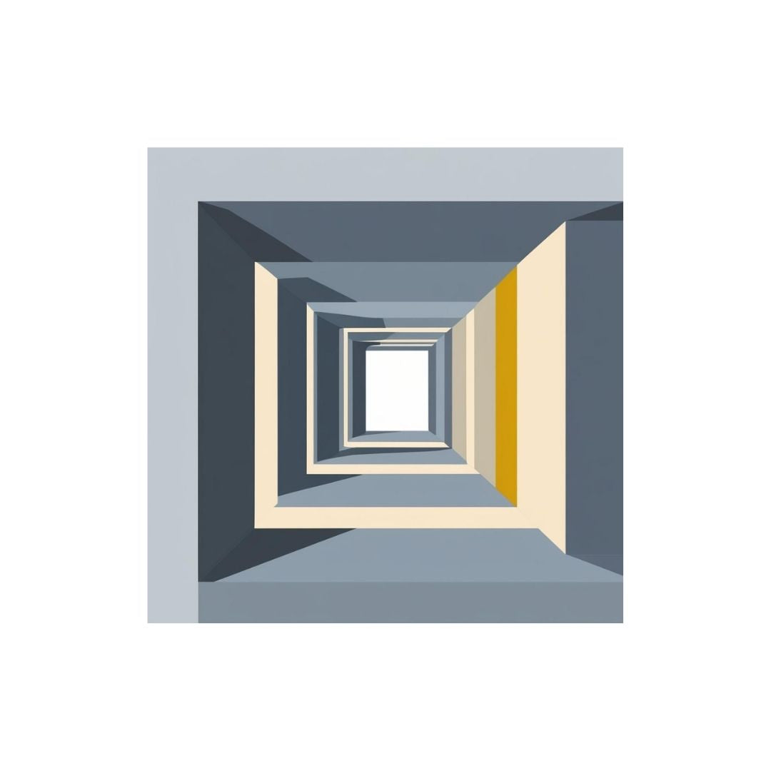 A striking geometric abstraction, creating a strong sense of depth. wall art frame by wall and more