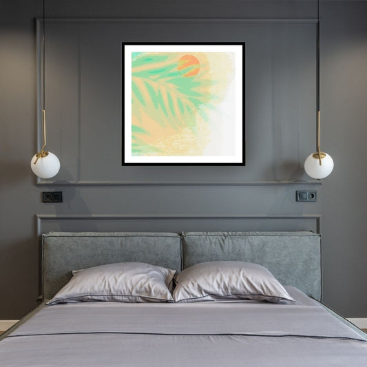 Light, tropical-inspired sun abstract. wall art frame by wall and more