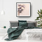Square framed Contemporary Abstract Floral Wall Art print featuring a bouquet of delicate, Sculptural-like Spherical Flowers in soft, muted tones of Mauve and Blush Pink. Ideal Tranquil Bedroom Decor or Modern Living Room accent.