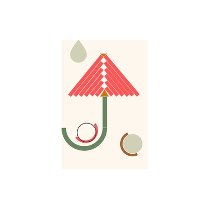 Abstract umbrella design with geometric shapes on a light background