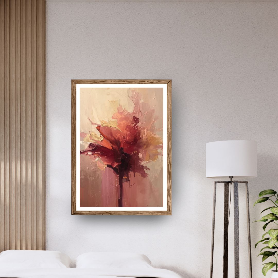 Essence of a Flower — An abstract floral design with heavy impasto style. Wall art frame