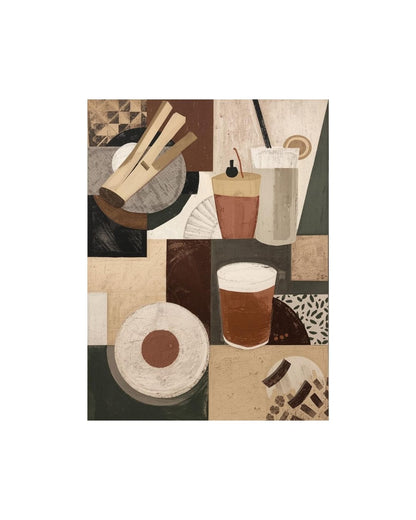 Contemporary cubist café scene. wall art frame by wall and more