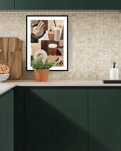 Contemporary cubist café scene. wall art frame by wall and more