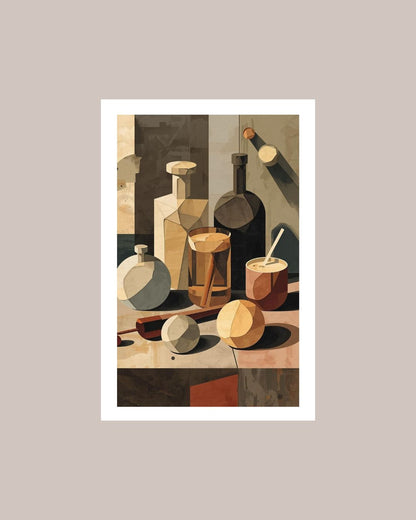 Reminiscent of early 20th-century cubism style. Wall art frame by wall and more