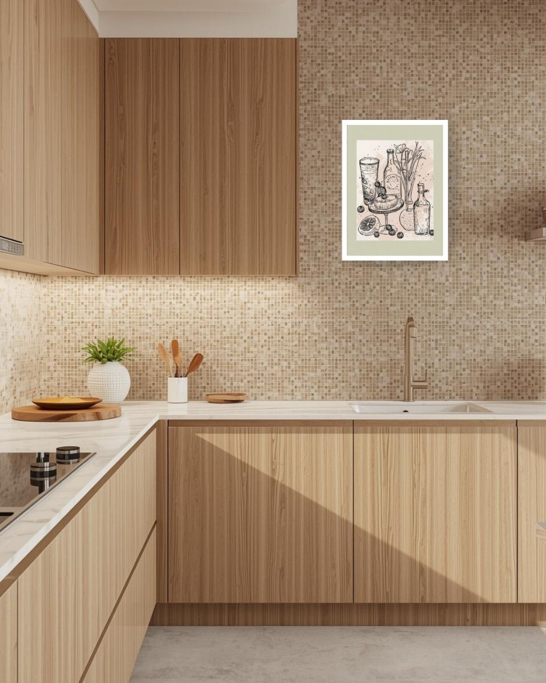 Joy of simple pleasures, a sketch-like quality. Wall art frame by wall and more